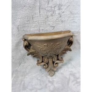 Vintage Homco Wall Pocket Planter Gold Ornate Hollywood Regency USA